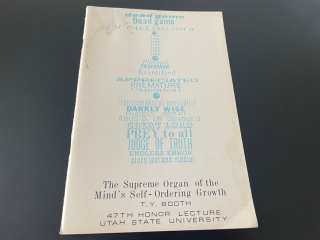 1973 ~ The Supreme Organ of the Mind’s Self-Ordering Growth ~ T. Y. Booth
