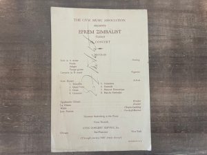 The Civic Music Association Presents Efrem Zimbalist Violinist in Concert ~ Program ~ Signed!
