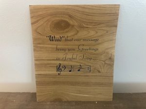1938 ~ “Wood” that our message bring you Greetings in Joyful Song (Birthday Card)