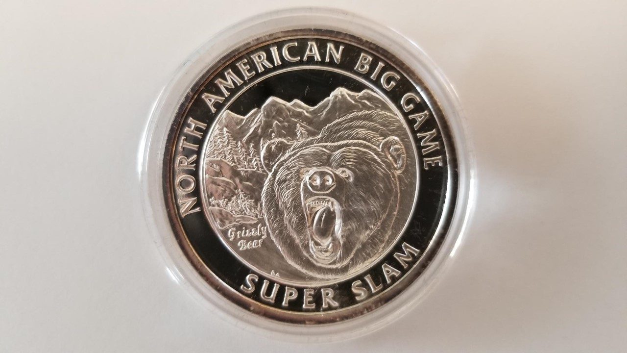 Quebec Lab Caribou North American Hunting Club NAHC Super Slam Silver Plt Coin 