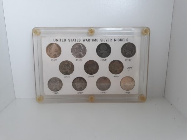 United States Wartime Silver Nickels in a Protective Case