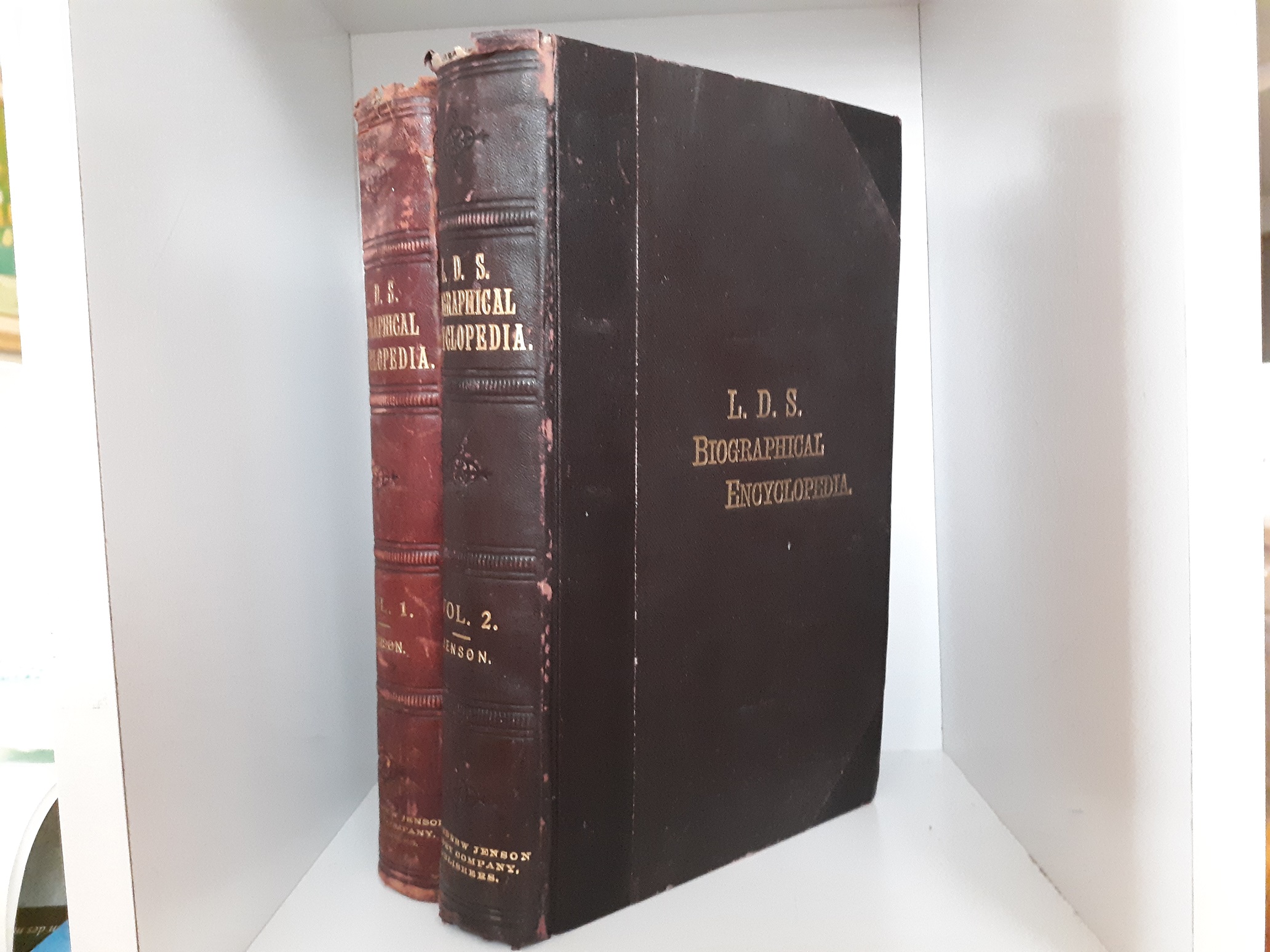 L. D. S. Biographical Encyclopedia Vols. 1-2 (3/4 Leather) (1901, 1914) ~ by Andrew Jenson