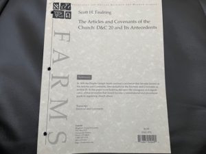Foundations for Ancient Research and Mormon Studies ~ The Articles and Covenants of the Church: D & C 20 and Its Antecedents ~ Scott H. Faulting