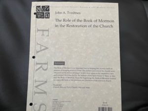 Foundation for Ancient Research and Mormon Studies ~ The Role of the Book of Mormon in the Restoration of the Church ~ John A. Tvedtnes