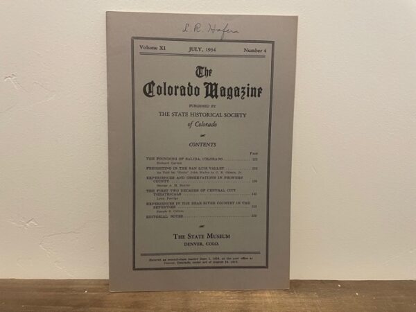 1934 ~ The Colorado Magazine ~ July, Vol. 11, No. 4