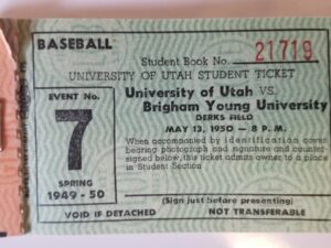 University of Utah Ticket Stub Booklet ~ 10 Tickets ~ BYU Baseball, Track ~ Utah State Track ~ Etc.