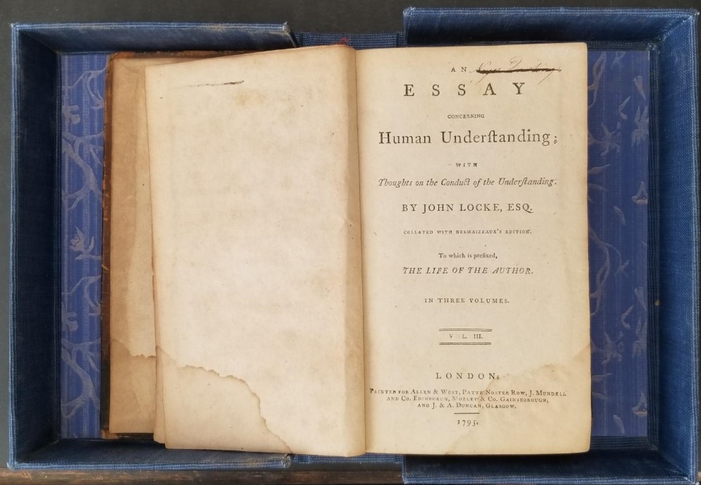1795 ~ An Essay Concerning Human Understanding, Vol.3. ~ John Locke ~ In Clam Shell Box