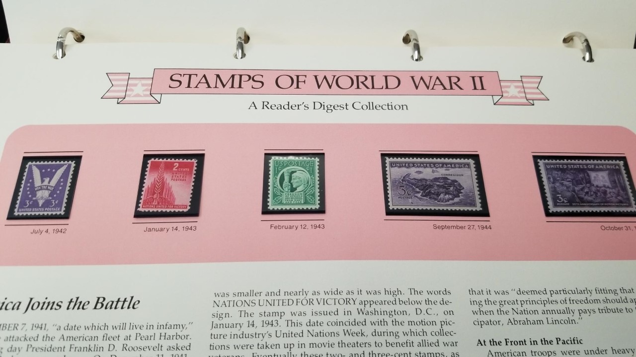 1980 — Reader’s Digest First Day Cover Collection — Red Leather 4-Ring Binder — Full of Stamps and First Day Issues