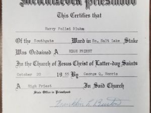 1955 — Certificate of Ordination to the Melchizedek Priesthood — [ George Q. Morris ]