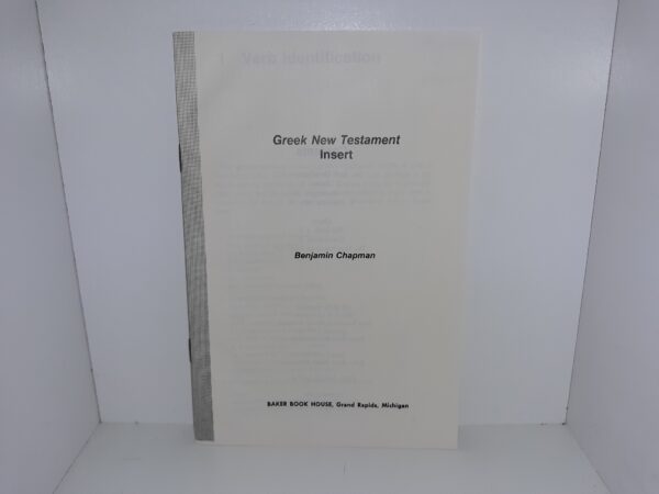 Greek New Testament Insert (1978) ~ by Benjamin Chapman