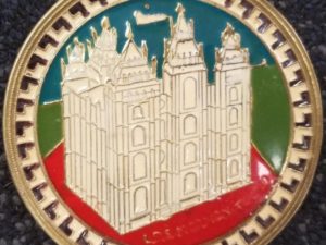Small Salt Lake City LDS Temple Plate — Ceramic Surface Metal Plate — Very Unique