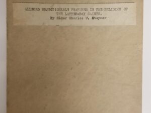 Alleged Objectionable Features in the Religion of The Latter-Day Saints — Charles W. Stayner