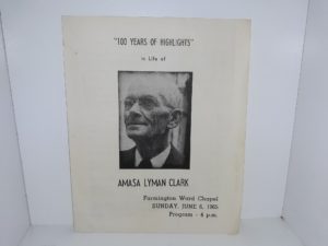“100 Years of Highlights” in Life of Amasa Lyman Clark (Pamphlet) (1965)