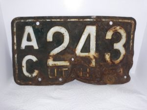 Utah 1954 License Plate: AC243