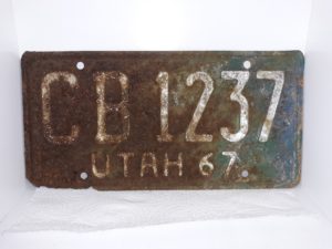 Utah 1967 License Plate: CB 1237