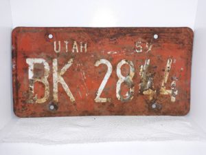 Utah 1952 License Plate: BK 2844