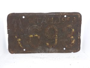 Utah 1953 License Plate: AX693