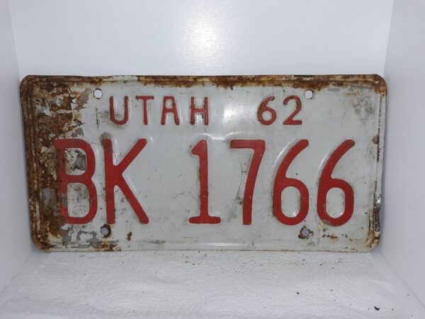 Utah 1962 License Plate: BK 1766