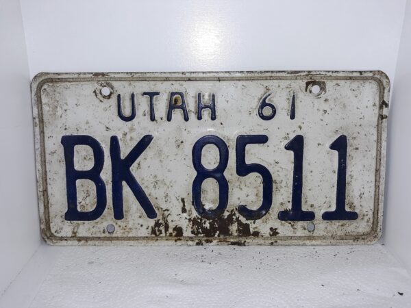 Utah 1961 License Plate: BK 8511