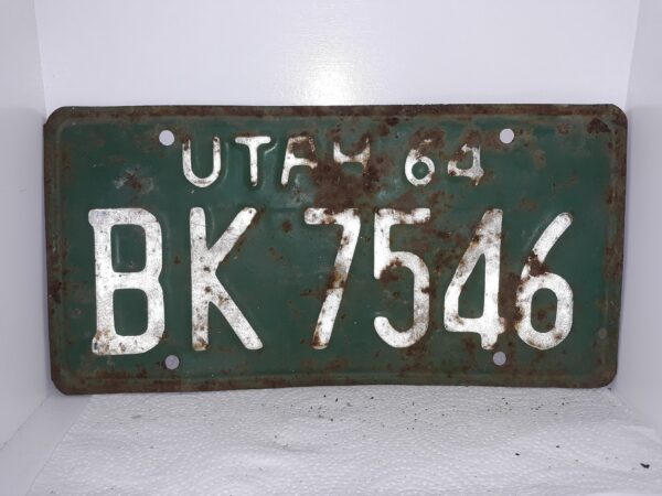 Utah 1964 License Plate: BK 7546