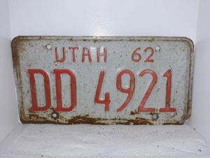 Utah 1962 License Plate: DD 4921