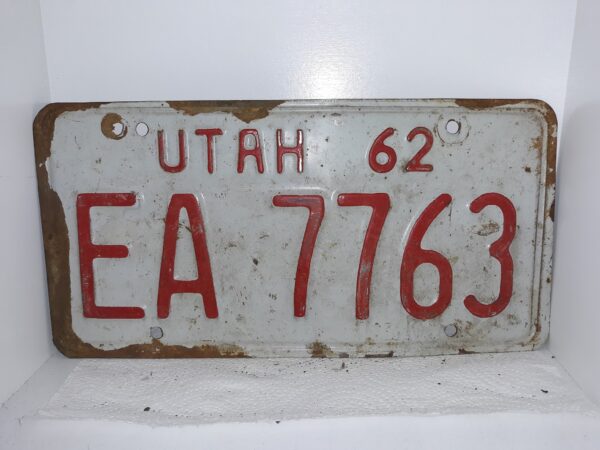 Utah 1962 License Plate: EA 7763