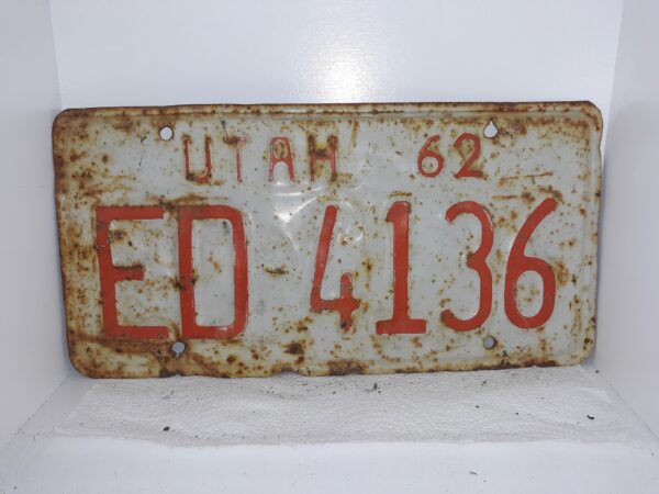 Utah 1962 License Plate: ED 4136
