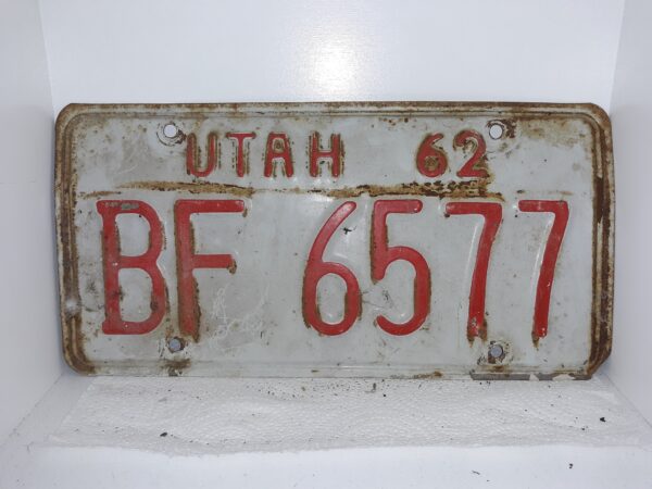 Utah 1962 License Plate: BF 6577
