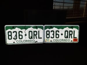Pair of Colorado License Plates from the Same Vehicle: 836 – QRL