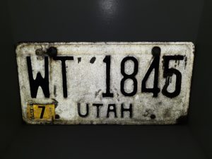 Utah 1982 License Plate: WT 1845