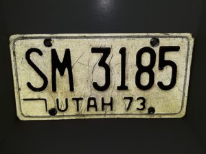 Utah 1973 License Plate: SM 3185