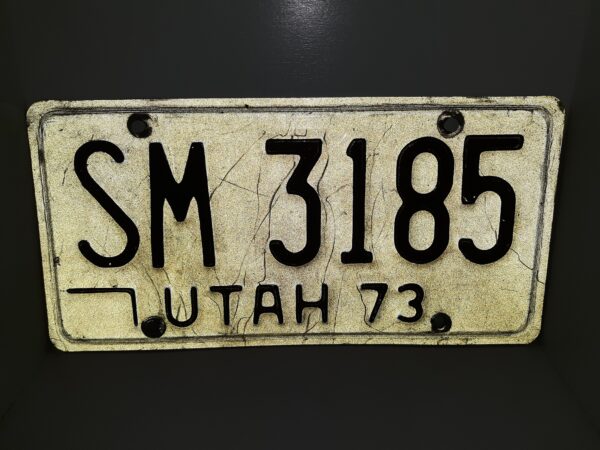 Utah 1973 License Plate: SM 3185