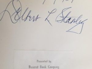 1957 — Book Presented by Deseret Book Company to LDS Apostle, Delbert L. Stapley — Signed