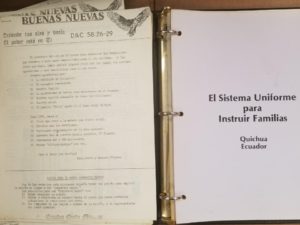 El Sistema Uniforme para Instruir Familias – Quichua Ecuador / Papers from Ecuador Quito Mission