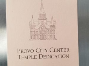 Temple Dedication Ticket — Provo City Center Temple — March 20, 2016