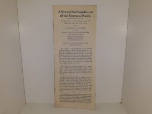 A Story of the Banishment of the Mormon People (Pamphlet) (1929) ~ by Professor J. E. Hickman