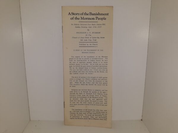 A Story of the Banishment of the Mormon People (Pamphlet) (1929) ~ by Professor J. E. Hickman