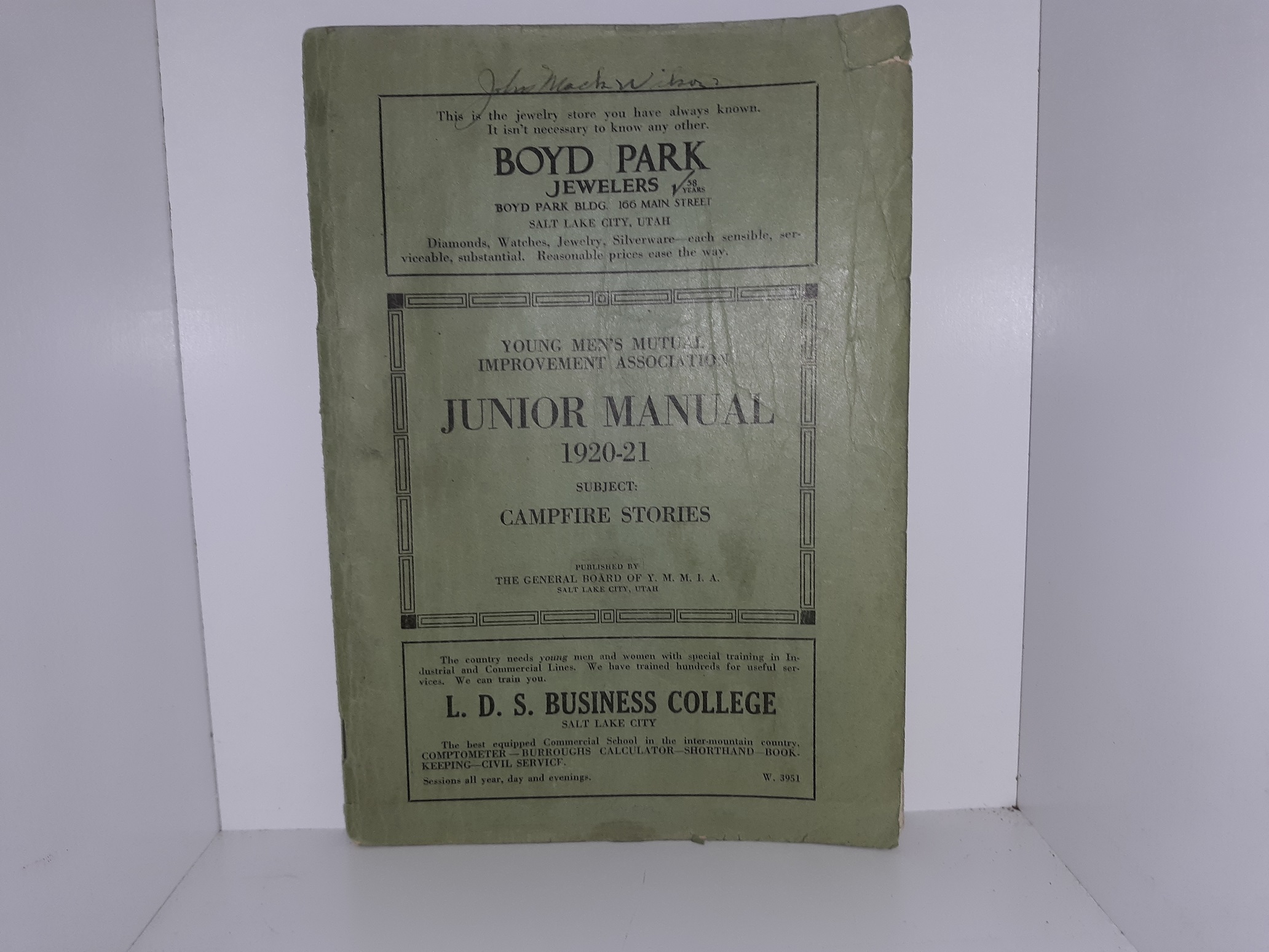 Young Men’s Mutual Improvement Association Junior Manual: 1920-21: Subject: Campfire Stories (1920)