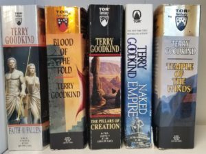 5 Paperbacks — Books by Terry Goodkind — Temple of the Winds, Naked Empire, Pillars of Creation, Blood of the Fold, Faith of the Fallen