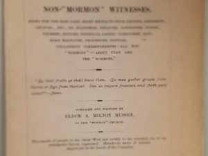 1878 — The Fruits of Mormonism By Non-Mormon Witnesses — A. Milton Musser — 35-Page Booklet