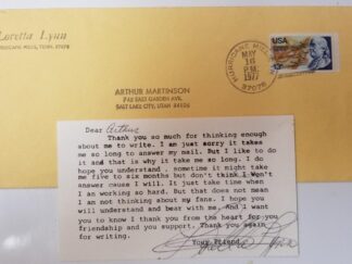 Typed & Signed Card — by Loretta Lynn — And The Envelope It Was Mailed In