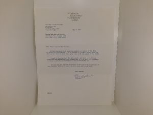 Letter to Vernon and Bertha Proctor Signed by President Elmo B. Shirts of the California Los Angeles Mission (1990)