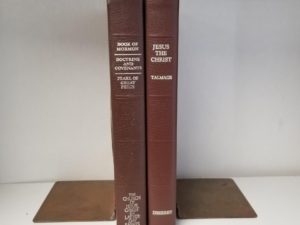 1981 / 1983 — Church Employee Christmas Gift Edition Leather Books:  Triple Combination (1981) & Jesus the Christ (1981) — Both Have the First Presidency Stickers Inside the Front Cover