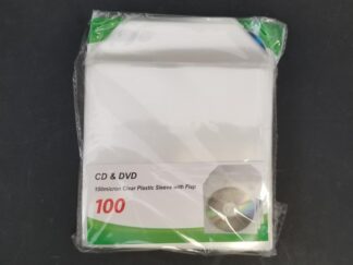 CD & DVD 100micron Clear Plastic Sleeve with Flap --- 100 in Package --- New as Pictured