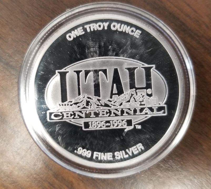 Utah Centennial 1896-1996 — This Is The Place — Silver Coin — One Troy  Ounce .999 Fine Silver — Ag Round — Brigham Young on One Side – Eborn Books