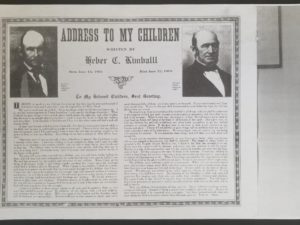 Photocopy:   Address To My Children Written by Heber C. Kimball — 2 Columns with Border