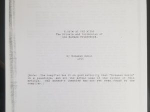 1986 — Elohim at the Altar – The Rituals and Ceremonies of the Mormon Priesthood — by Bohamah Azkin — Stapled Photo-Copy