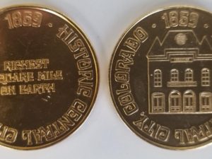 Gold-Colored Plastic Coin — Historic Central City, Colorado 1859 “Richest Square Mile on Earth”