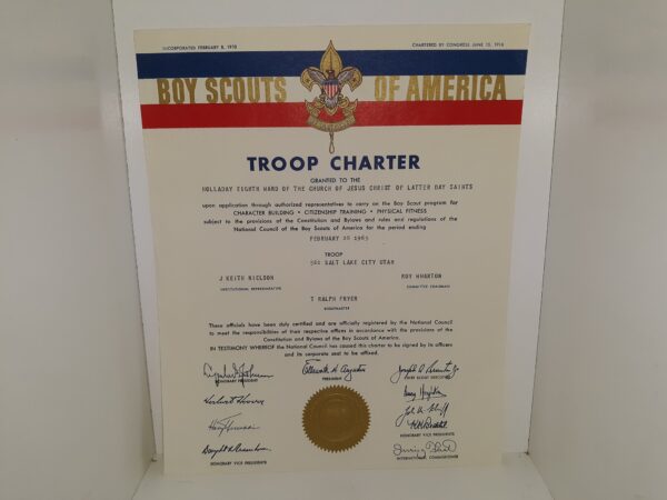 Boy Scouts of America Troop Charter: Troop 560, Salt Lake City, Utah (1965)