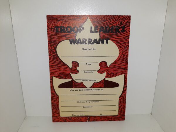 Boy Scouts – Scouting Troop Leaders Warrant Card – Unused